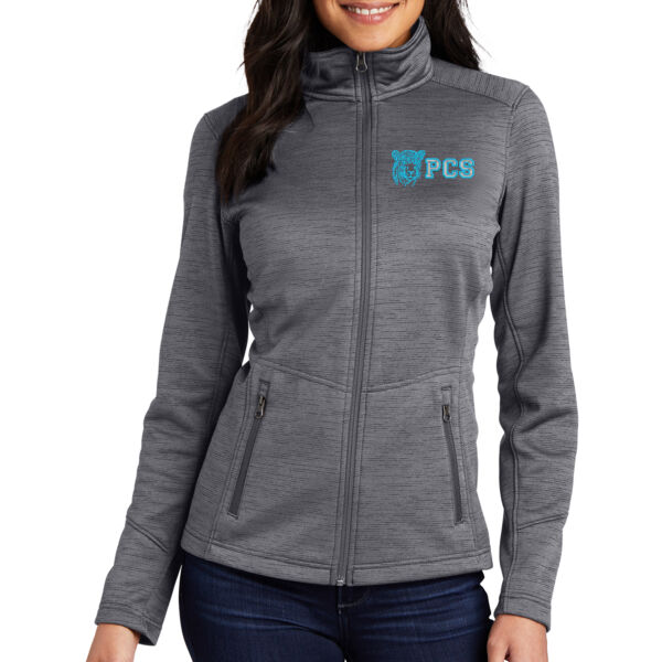 Port Authority Ladies Digi Stripe Fleece Jacket - Embroidered Logo Thumbnail