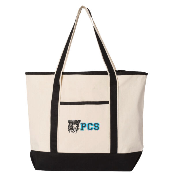 Q-Tees - 34.6L Large Canvas Deluxe Tote - Embroidered Logo Thumbnail