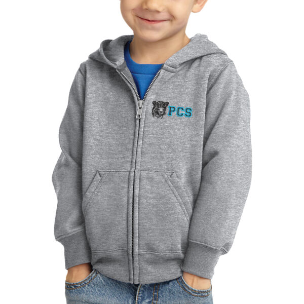 Port & Company® Toddler Core Fleece Full-Zip Hooded Sweatshirt - Embroidered Logo Thumbnail